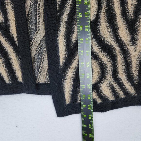 Chicos Sweater Womens 2 Tan Black 12 Zebra Print Mohair Wool Blend Long Cardigan - Picture 5 of 11